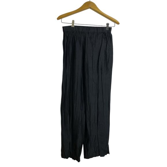CHRZASZCZ by Maria Wojtowicz Silk Pants Size Large Black Pull On Elastic Crinkle